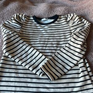 Black striped puff sleeve top